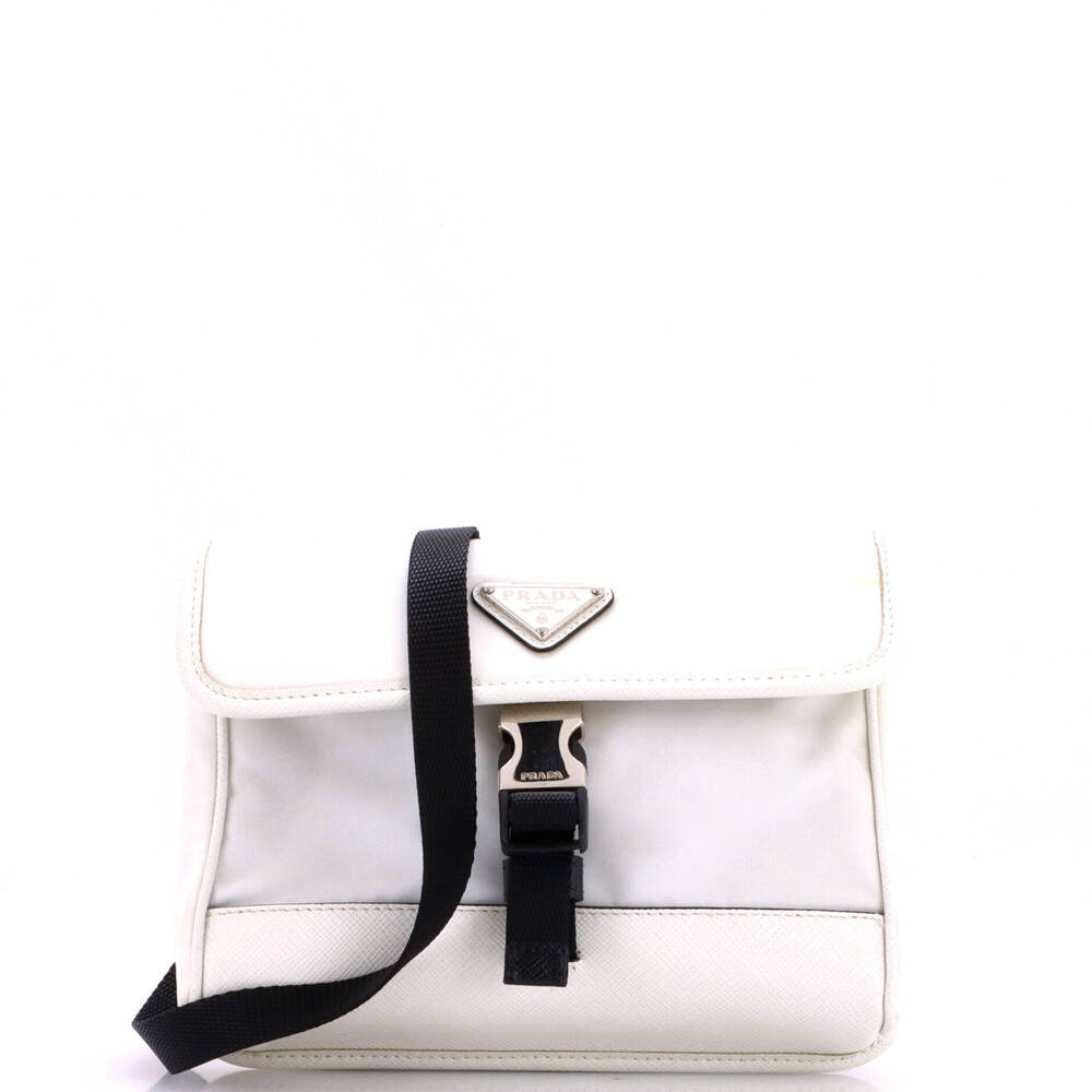 Prada Small Buckle Flap Crossbody Bag Re-Nylon and Leather